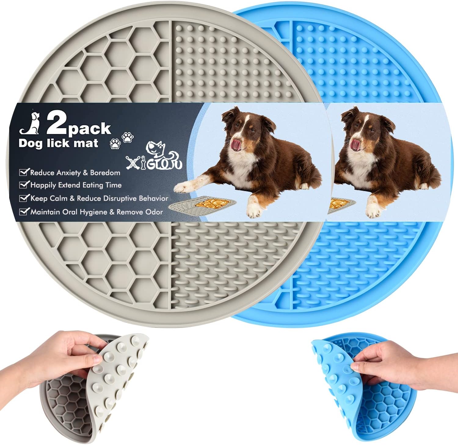 XIGOU Dog Lick Pad, 2Pack Large Licking Mat for Dogs, Dog