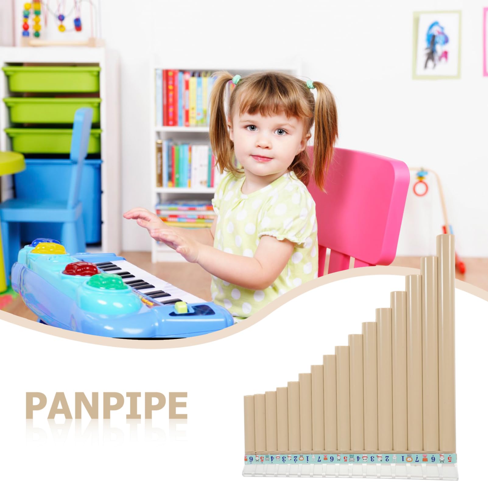 Yardwe Educational Pan Flute Pipes C Key Lightweight Panpipes for Beginners Safe and Musical Instrument for School Music Education