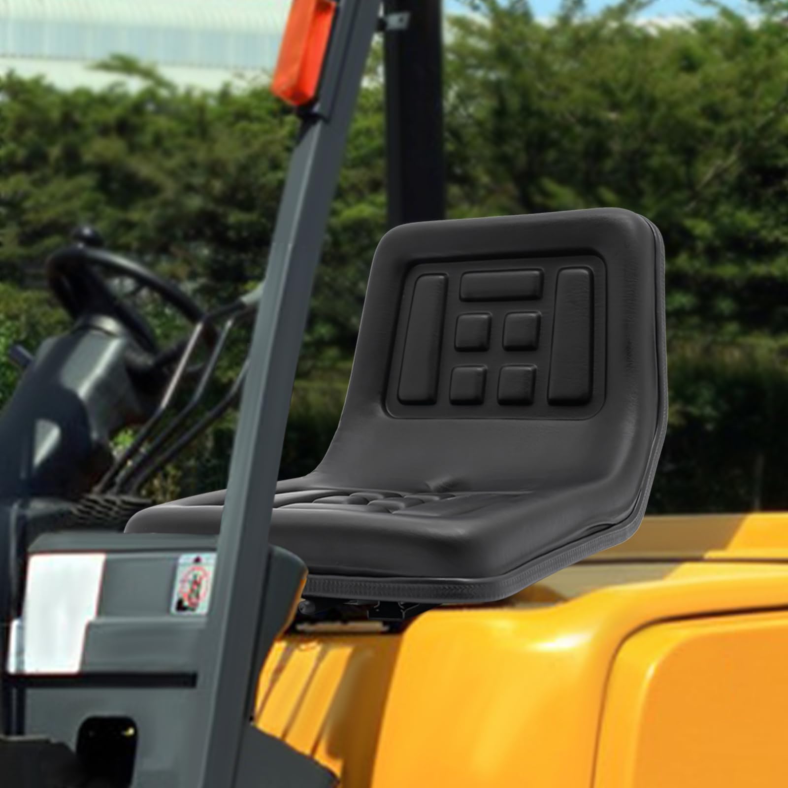 Traktor Sitz mit 100 kg Tragkraft, Schleppersitz mit 15 cm Verstellweg, Gepolsterter Rasentraktor Sitz aus PVC für Traktor Mähdrescher Gabelstapler Bagger