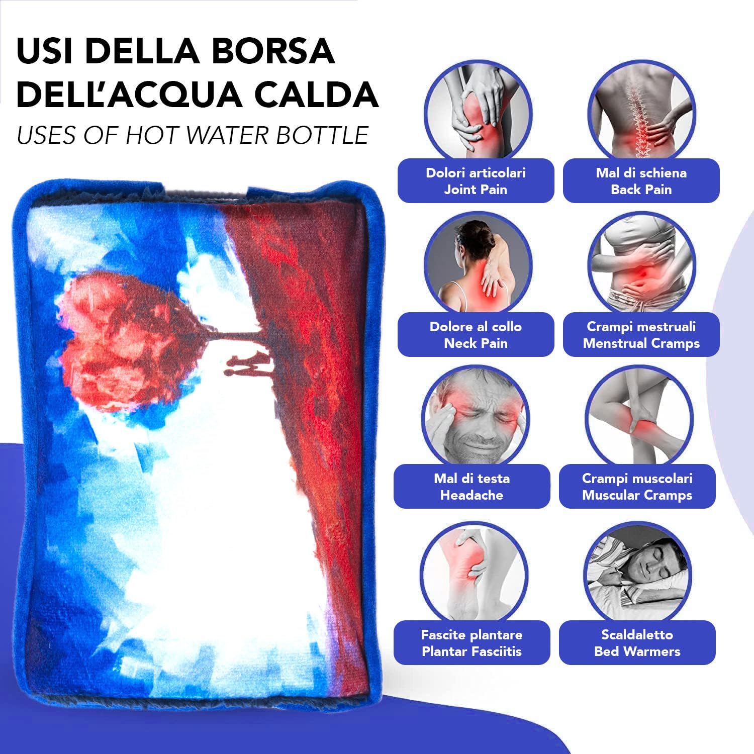 IPEA Borsa Acqua Calda Elettrica con Tasche in Peluche per Scaldare le Mani - Riduce Dolori Muscolari, Dorsali e Mestruali - Boule Scaldamani e Scaldapiedi - Scaldino - Fantasia Albero