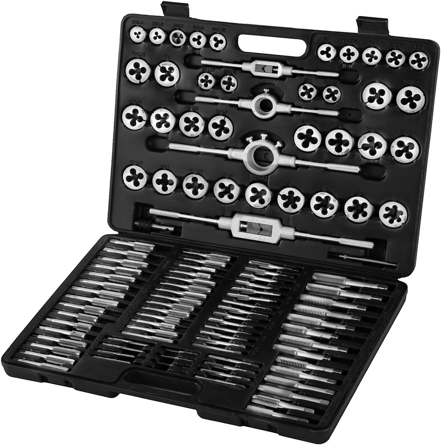 110 Pcs Tap And Die Combination Set Tungsten Steel Metric Tools W/case,Practicality