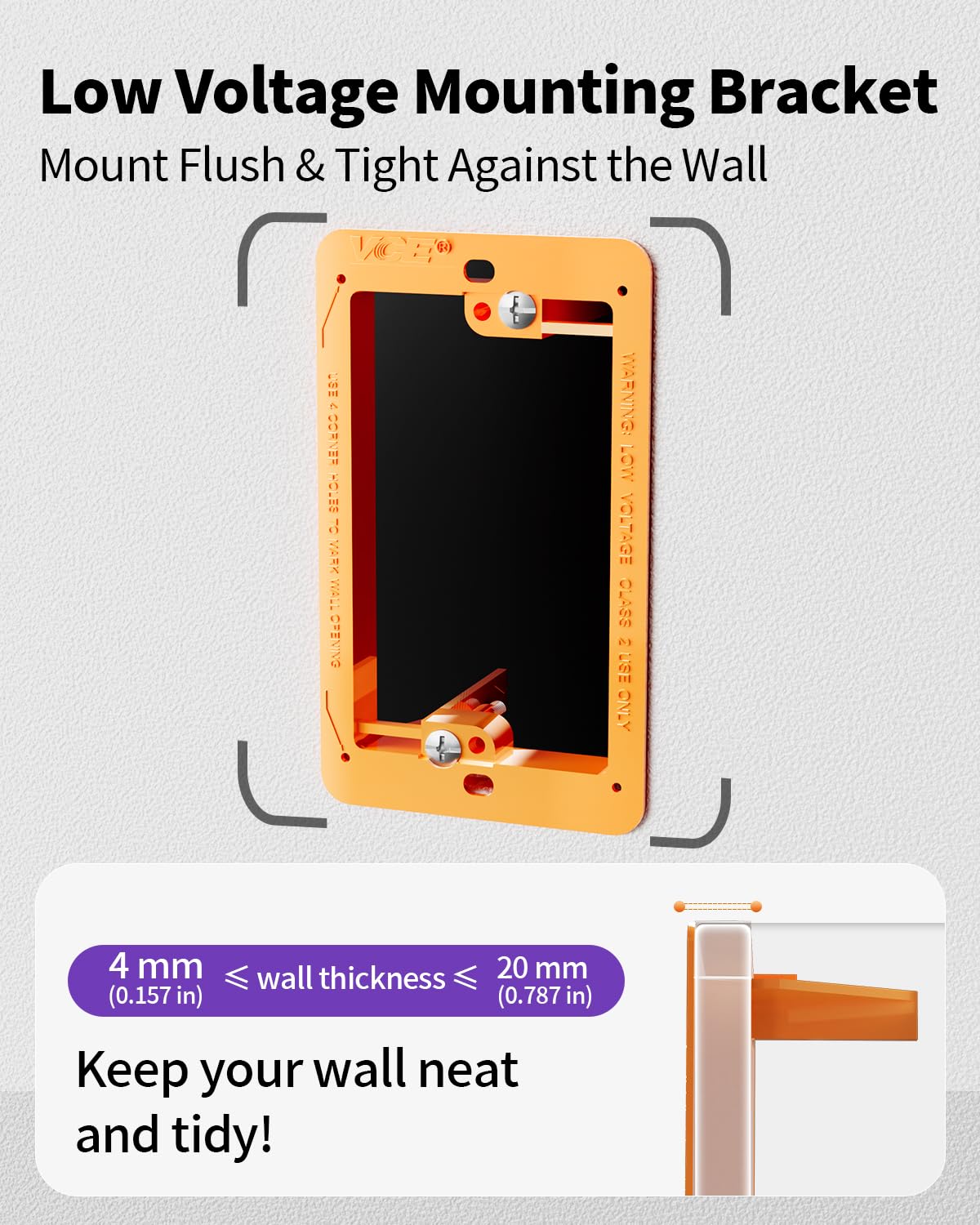 VCELINK Low Voltage Mounting Bracket, Flush Low Voltage Box, Orange 5-Pack — Amazon image 4