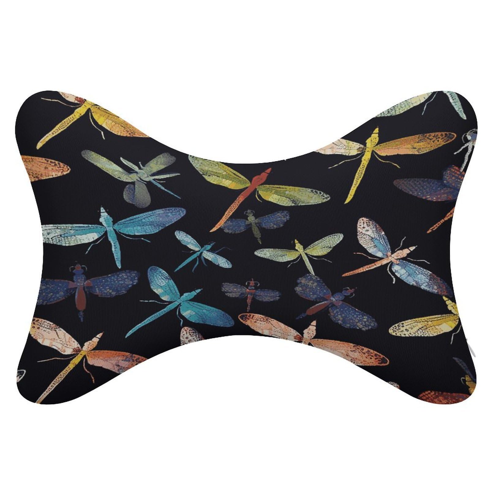 JTREHY 2 Pack Colorful Dragonfly Car Headrest Pillow Memory Foam Car Neck Pillows Soft Comfortable Vehicle Neck Pillows Non-Slip Headrest Cushion Universal Car Pillow for Neck Pain Relief
