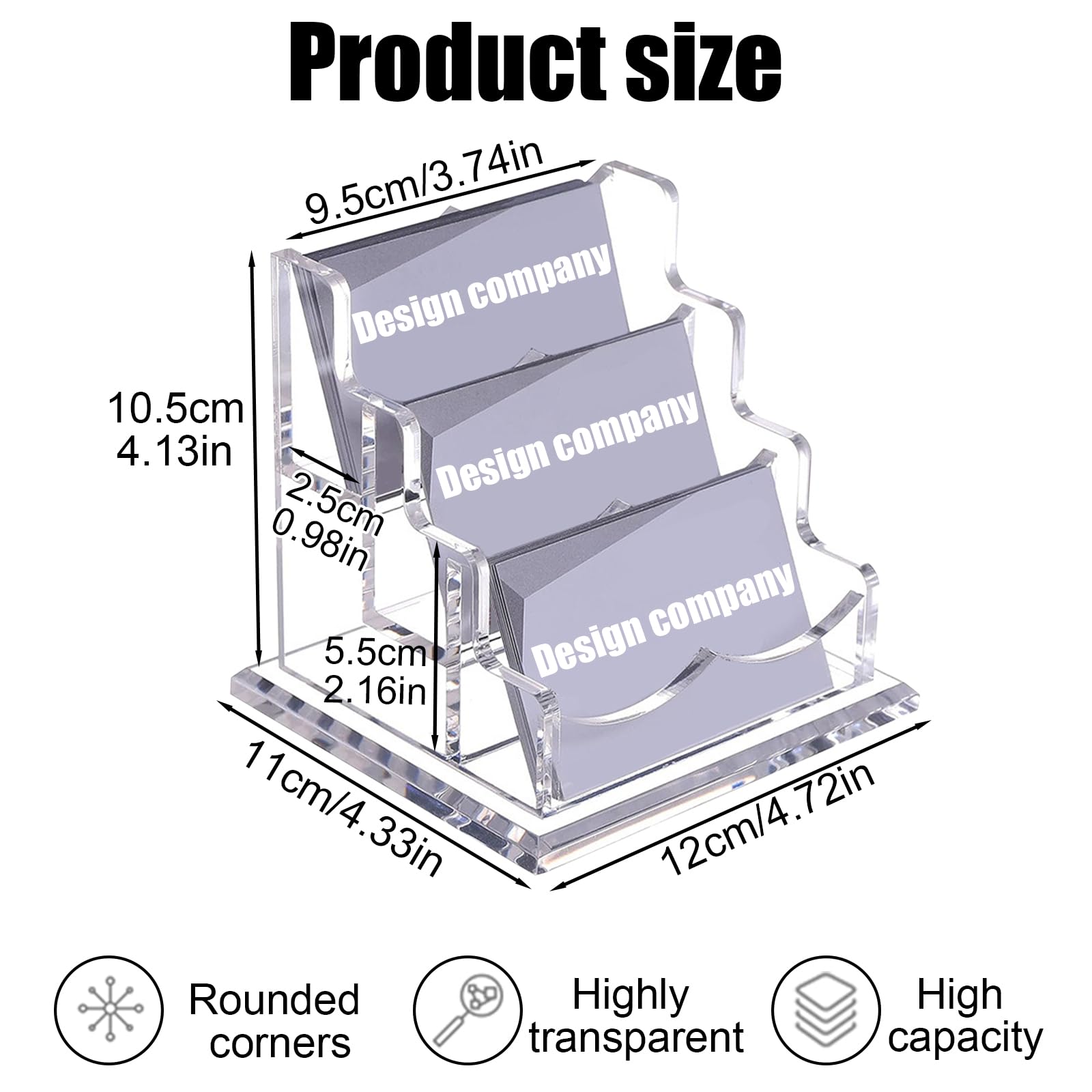 Realand Acrylic Business Card Holder Desk, Clear Desktop Business Card Display Stand with Thick Base - Image 2