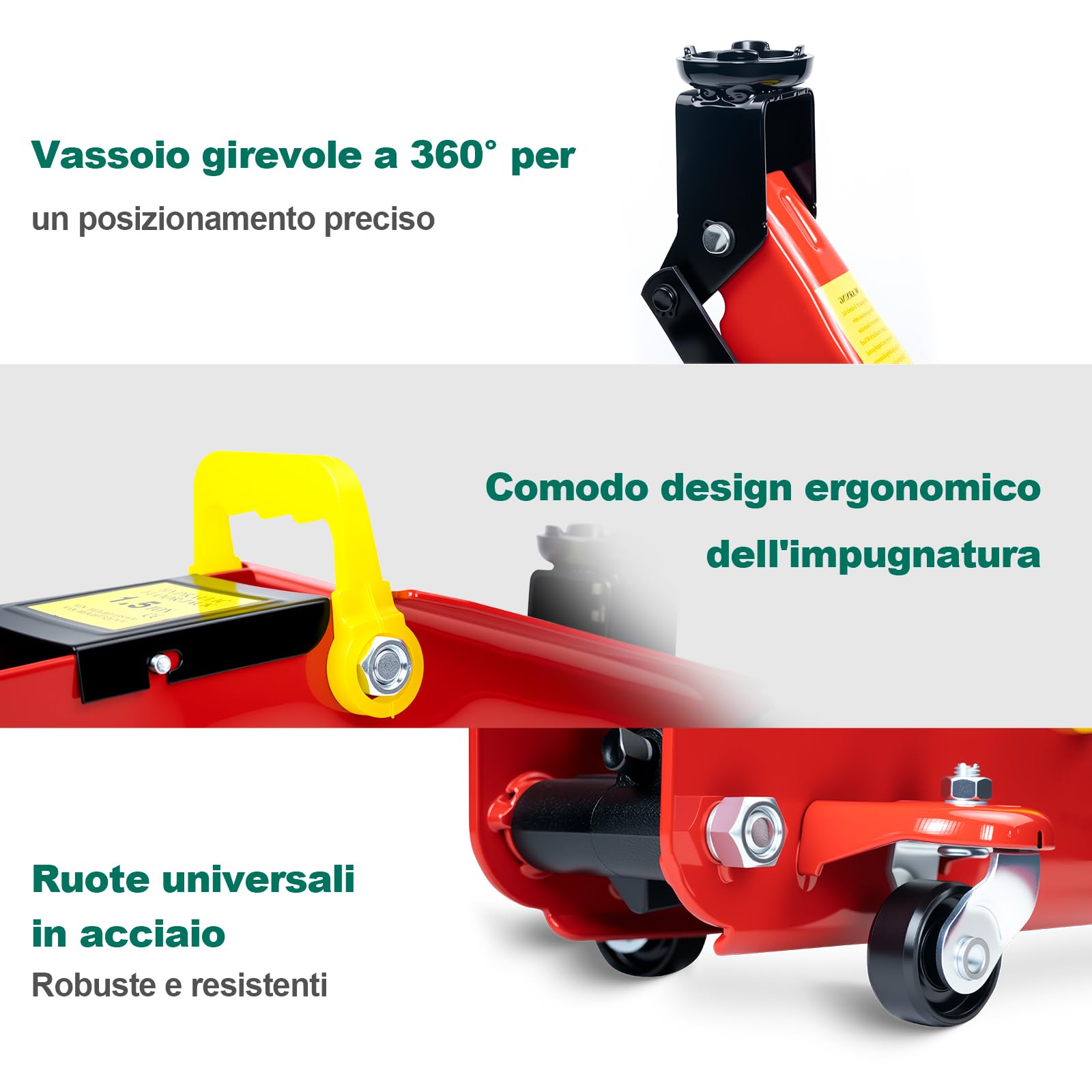HYCHIKA Cric da corsa in acciaio, con pompa di sollevamento rapido a pistone idraulico, capacità di 1.5 tonnellate