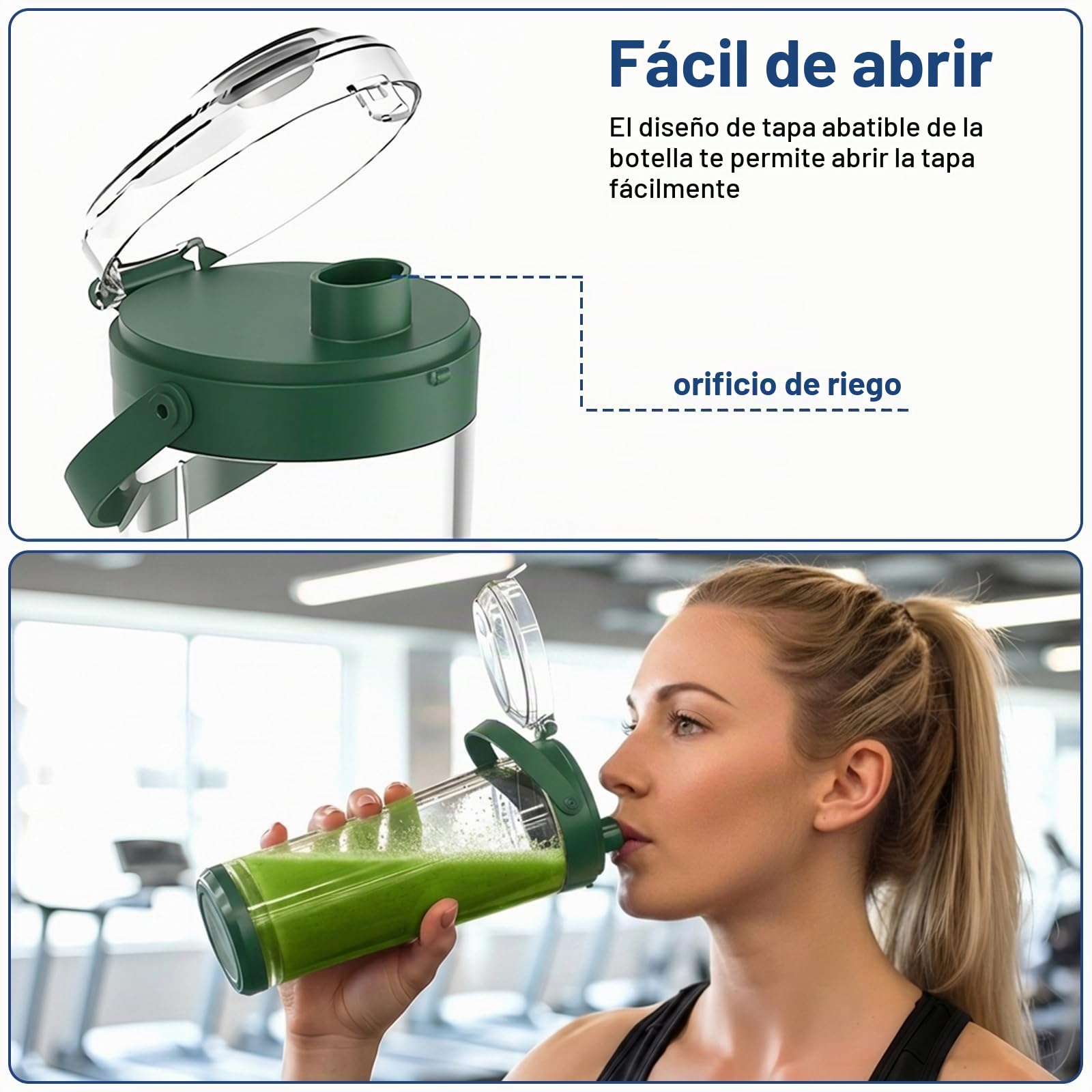 Licuadora portátil para batidos y smoothies,TOPESCT 500ml mini licuadora personal recargable por USB con 6 cuchillas ultra afiladas para viajes,oficina y deportes(Verde negruzco)