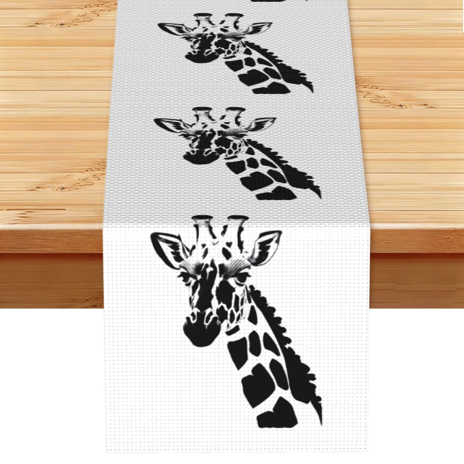 Black and white giraffe Table Runner 13x72 Inch Dining Decor