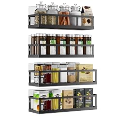 Umomi Spice Rack Wall Mounted 4 Pack Pantry Door Organizer Hanging Storage Baskets Organizer Wall Mount Large Capacity