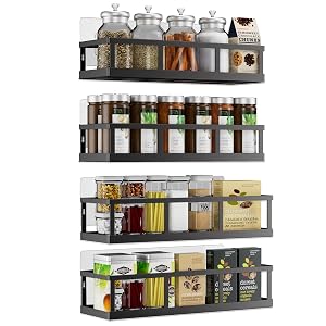 Umomi Spice Rack Wall Mounted 4 Pack Pantry Door Organizer Hanging Storage Baskets Organizer Wall Mount Large Capacity