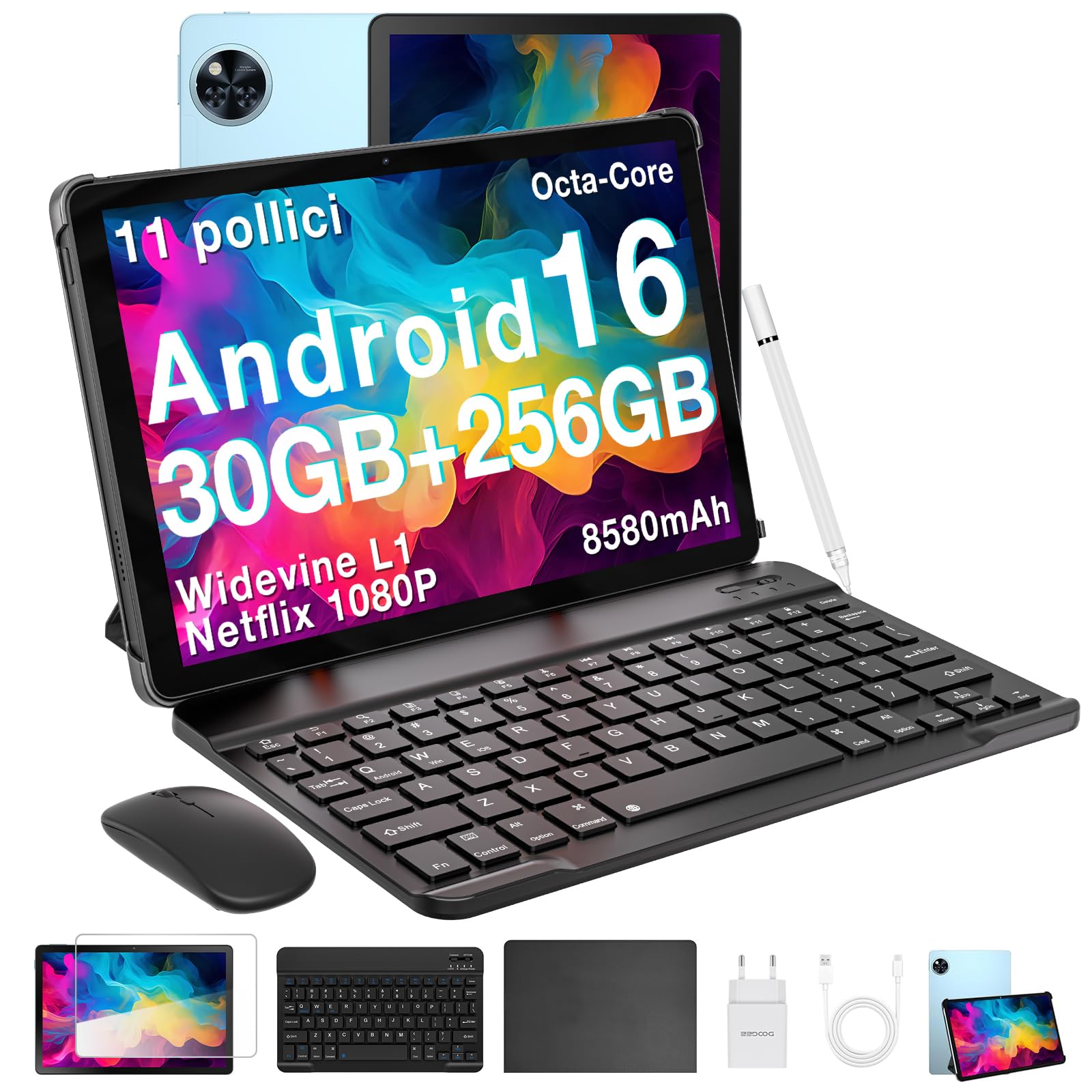 DOOGEE U11 Pro Android 16 Tableta para Niños, 30GB+ 256GB/2TB TF Tablet 11 Pulgadas 90Hz, Tablet Infantil con Teclado y Lápiz y Funda y Raton, 8580mAh/Widevine L1/WiFi 5/ 13MP+5MP/ Face ID/3.5mm Jack