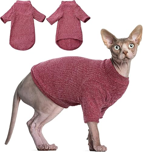 DENTRUN Sphynx - Camisa de gatos sin pelo, camiseta de gatito, transpirable, cuello alto, adorable ropa de gato, chaleco de pijama