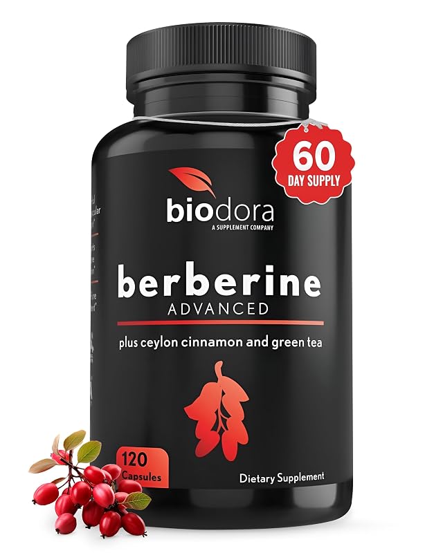 Biodora Suplemento Fitoterápico de Berberina com Canela-do-Ceilão e Extrato de Chá-Verde 1.200 mg + 100 mg + 100 mg, 120 cápsulas