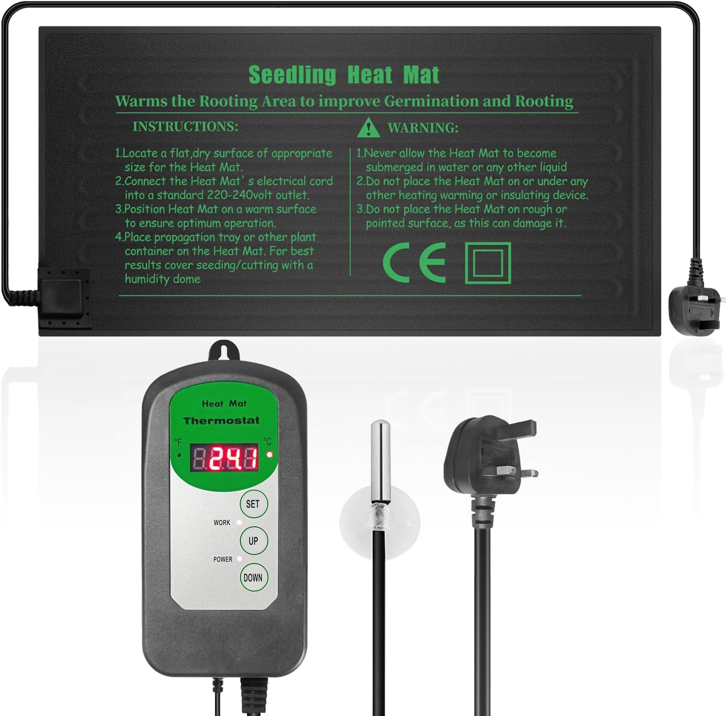 HYDGOOHO Seedling Heat Mat with Thermostat Combo Kit,10 x 20.75 in Heat