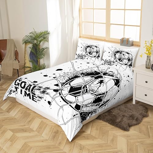 Miniatura 2 de Erosebridal Funda de edredón de fútbol para niños, tamaño Queen, juego de ropa de cama de fútbol americano, juegos deportivos, funda de edredón para