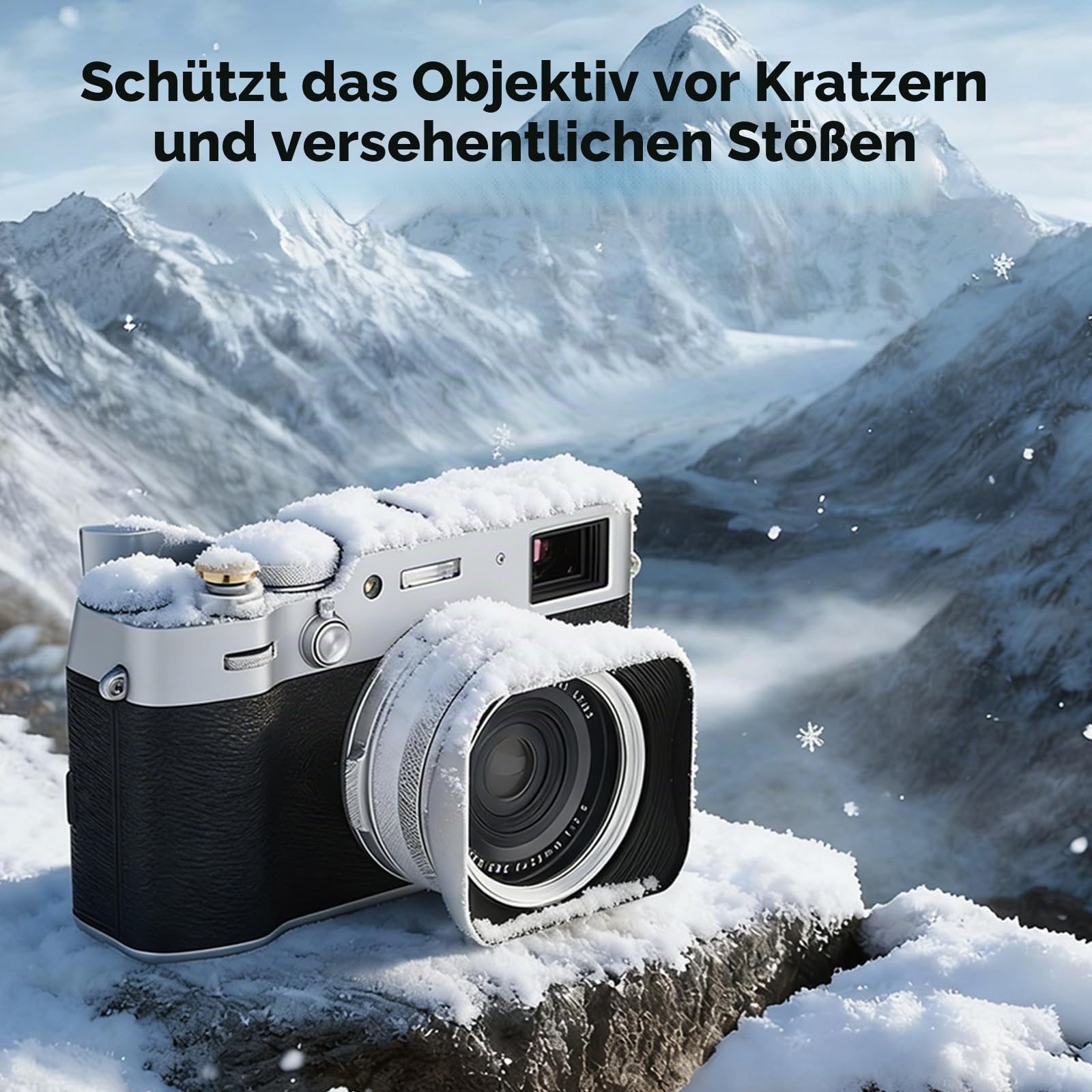 Haoge LH-X200S Gegenlichtblende aus Metall, quadratisch, mit 49 mm Adapterring, Metallkappe für Fujifilm X100VI Fuji X100V X100F X100T X100S X70 Kamerazubehör, Silber