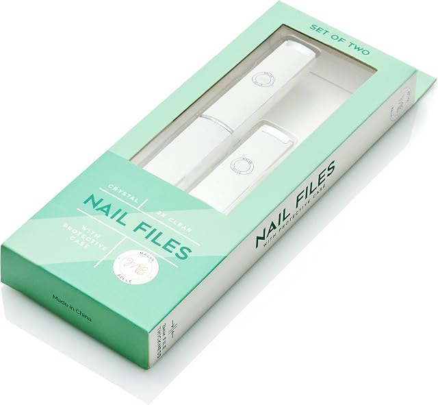 Best Crystal Nail File Set of 2 - Perfect for Women, Men, Kids and Baby - Built to Last - Professional Manicure & Pedicure Kit - For Natural, Gel, Acrylic, Fake and Clear Nails - With Case