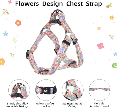 Miniatura 8 de QQPETS Correa para collar de arnés para perro, sin tirones, clip trasero ajustable, cuello halter, collar básico, resistente de 5 pies, correa