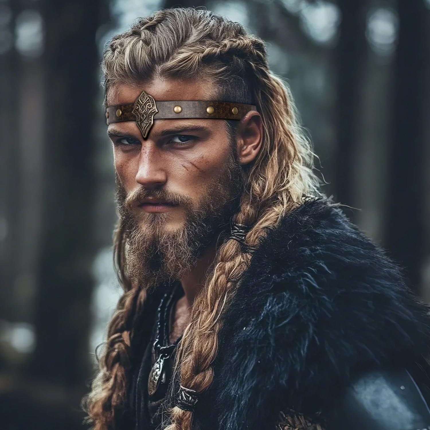 keland Opaska na czoło ze skóry Wikingów, średniowieczna, ozdoba głowy dla kobiet i mężczyzn, Halloween, Cosplay, średniowieczna LARP (AB-Copper)