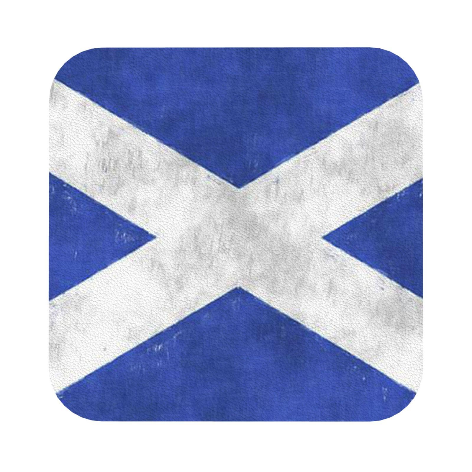 Scottish PU Leather Coasters Set of 6 Square Drink Coasters