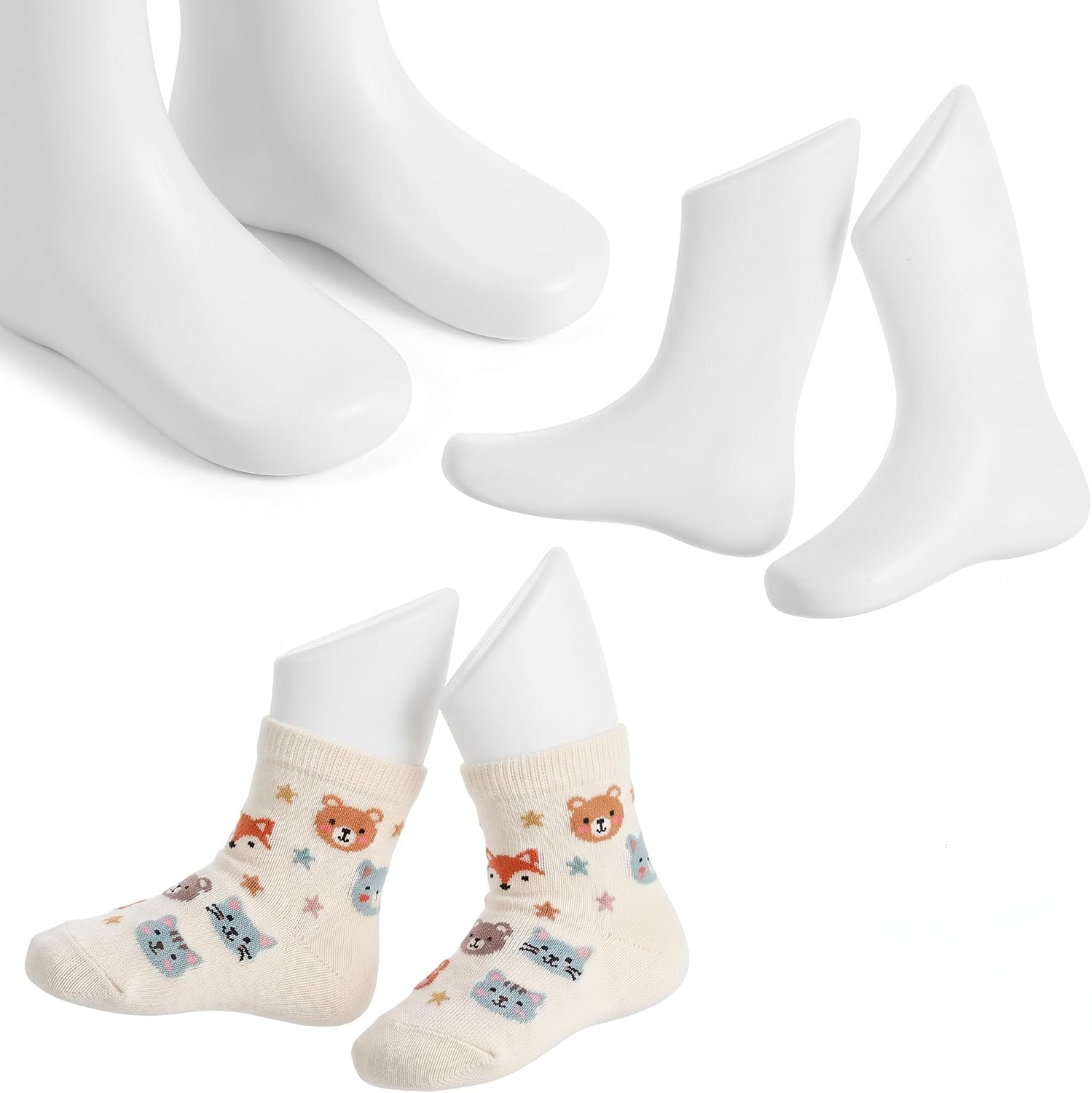 Angoily Foot Mannequin Plastic 1 Pair White 11.5cm Baby Shoe Display