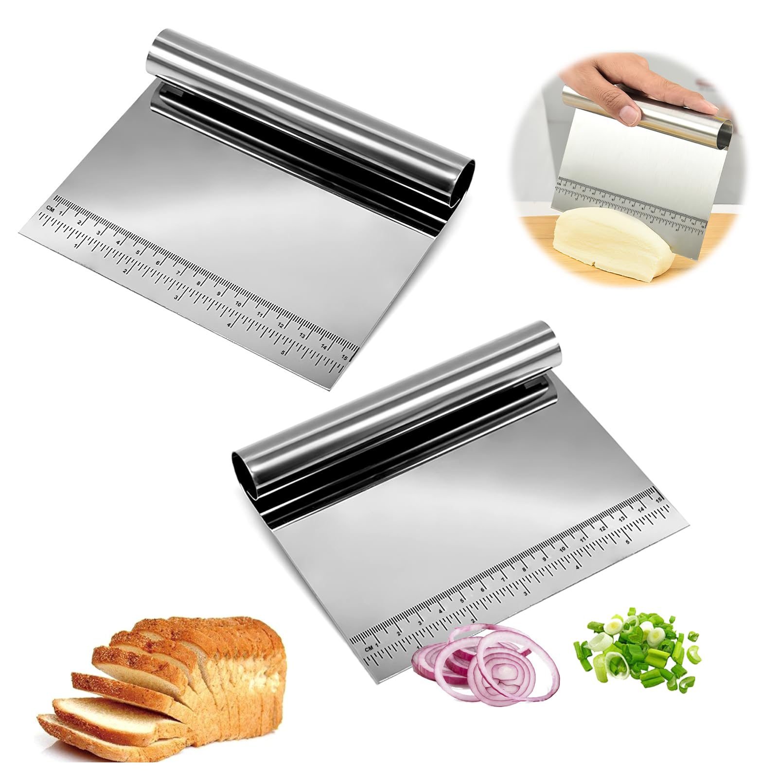 HENGBIRD 2 sztuki łopatek do warzyw, do ciasta ze stali nierdzewnej, szpatułka do ciasta, stal nierdzewna, szpatułka kuchenna, szpatułka kuchenna, szpatułka kuchenna, szpatułka do pieczenia chleba,