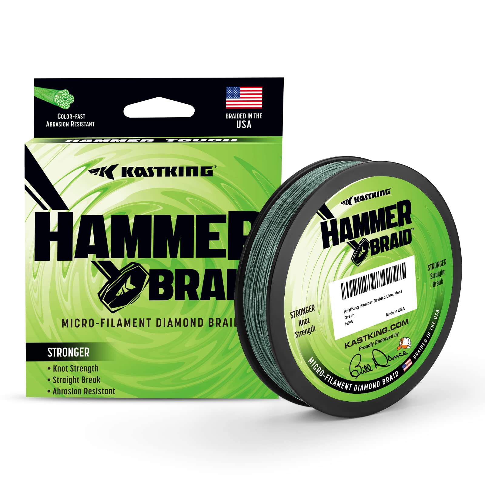 KastKing Hammer Braid Fishing Line, Diamond Braid, Moss Green