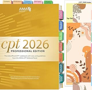 Index Tabs for CPT 2026/2025 Professional Edition, CPT Book Tabs, Laminated, Color-Coded, Easy Installation, with Page Numbers and Alignment Guide & Bookmark (Book not Included)