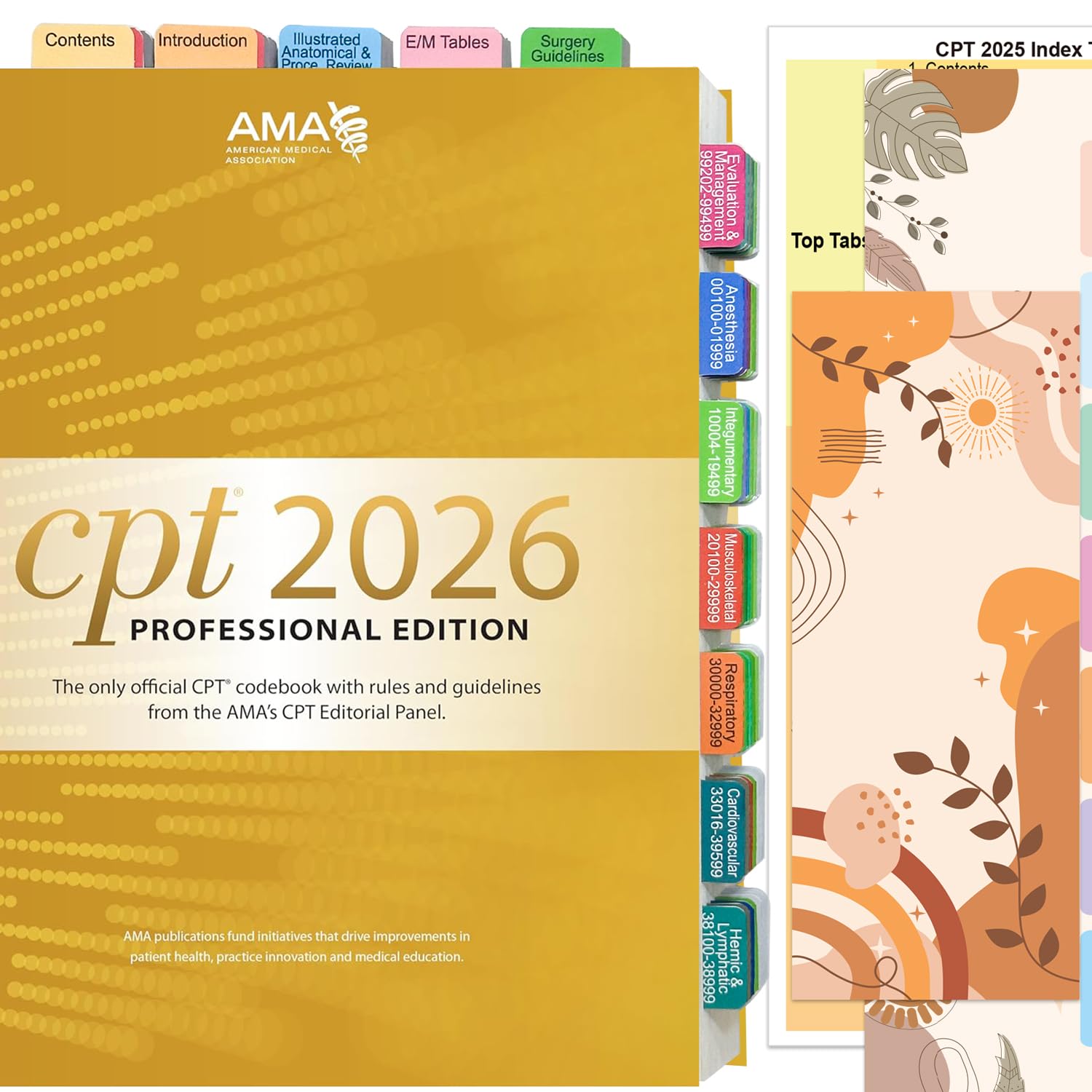 Index Tabs for CPT 2026/2025 Professional Edition, CPT Book Tabs, Laminated, Color-Coded, Easy Installation, with Page Numbers and Alignment Guide &