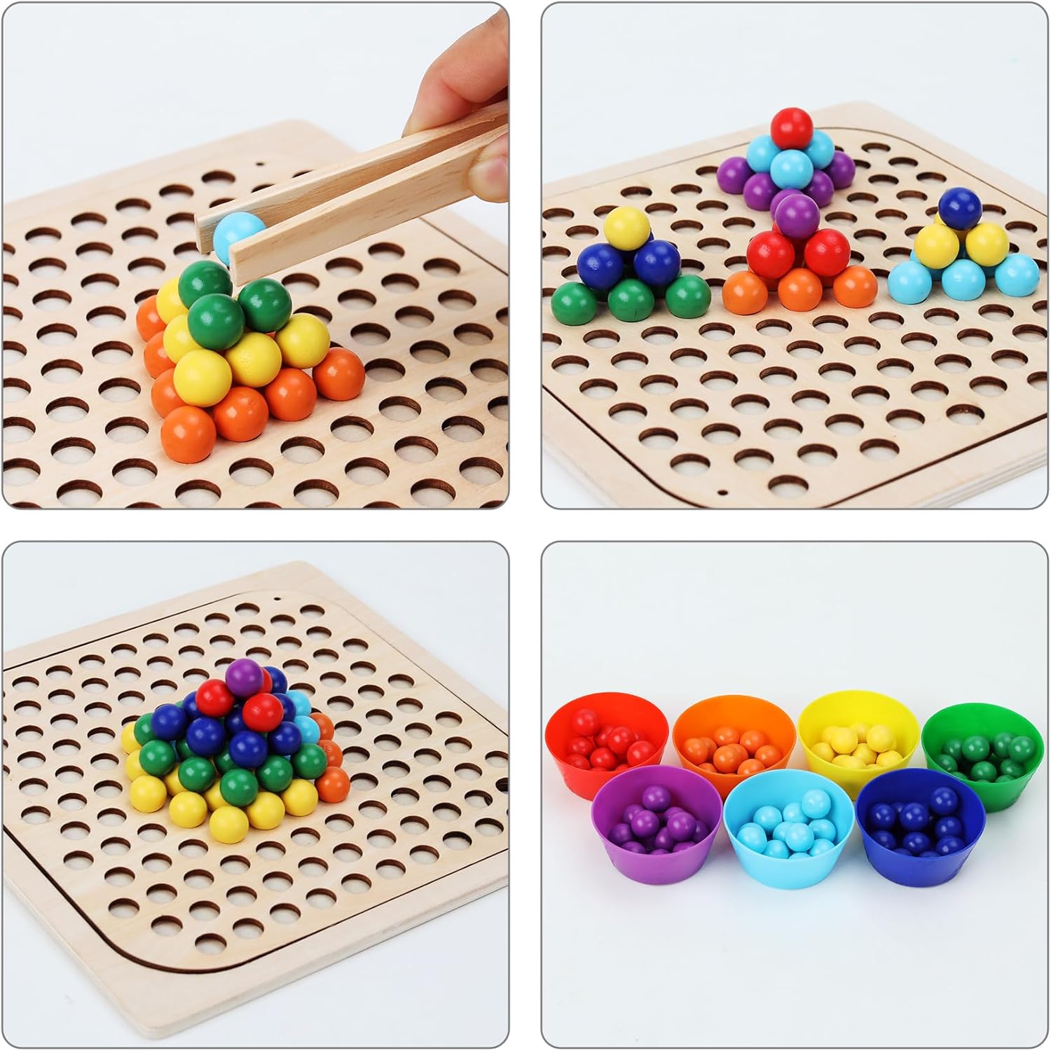 ANPEAC Wooden Peg Board Beads Game