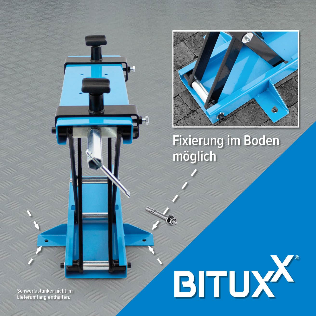 Bituxx Motorrad Heber Hebebühne Montagebock Scherenheber Montageständer Lift mit Bodenfixierung bis 500kg