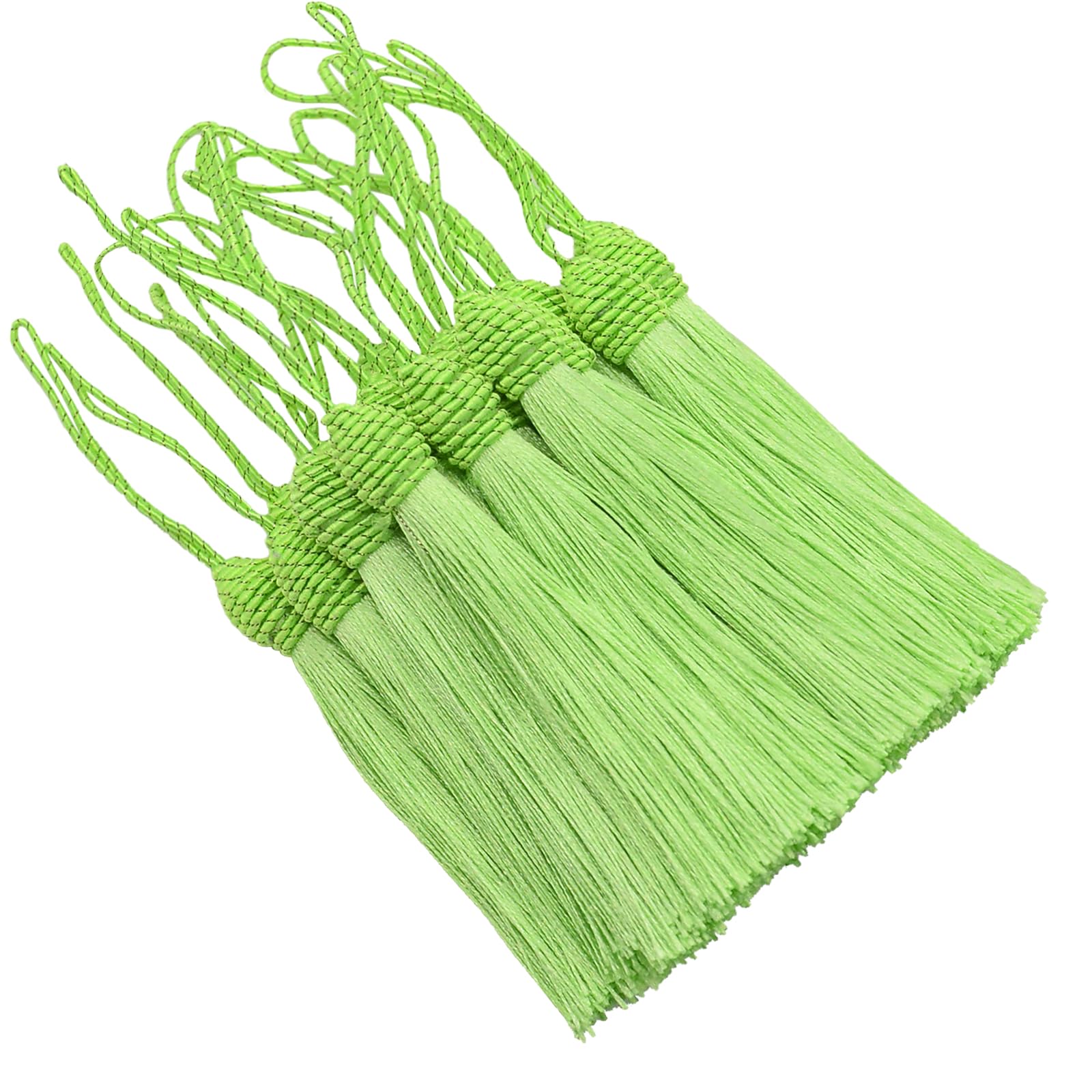 Silky Bookmark Tassels DIY Craft: 20pcs Small Handmade Pendant for Projects Supply, Sewing, Key, Garlands Trim, Keychains, Bags, Earrings Jewellery Making and Home Furniture Decor (Light Green)