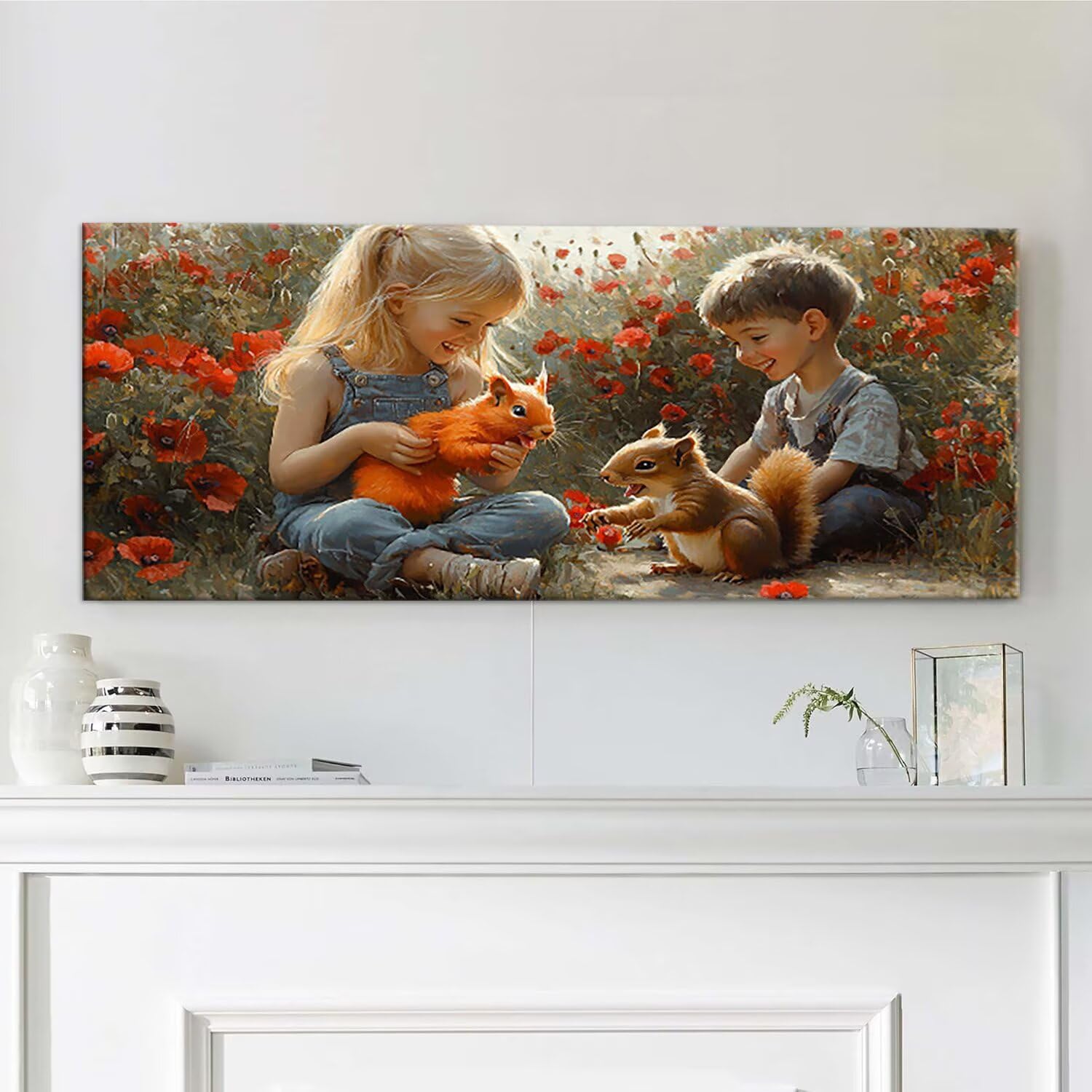 Pintar por Numeros Adultos, Ardilla infantil Pintura por Numeros Kit, DIY Paint by Numbers, con 3 Pinceles y Pigmento Acrílico, para Decoración del Hogar, Regalos femeninos, Sin Marco - 120x60cm s-238
