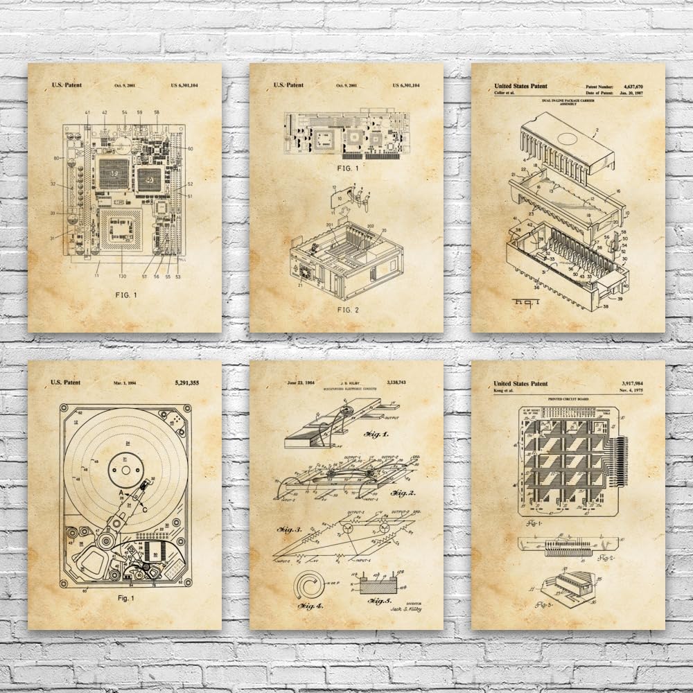 - Computer Hardware Patent Posters Set of 6 (8x10), Computer Decor, Lab Art, Tech Decor, Programmer Gift, Computer Wall Art Vintage Paper