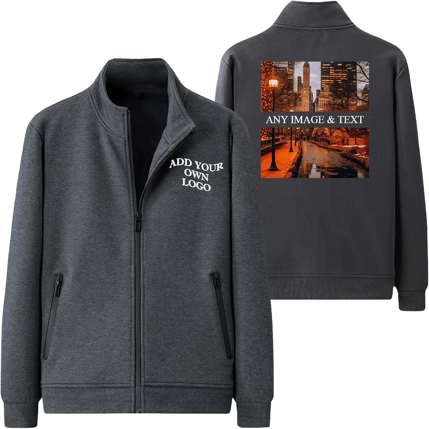 Custom Women's Soft Fleece Jacket Personalized Your Logo Text Athletic Running Slim Fit Track Shell Coat