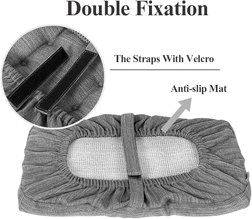 Miniatura 10 de baibu Juego de 2 cojines rectangulares para taburete, cojín suave para taburete de bar, cojines de asiento con lazos, solo 2 cojines (gris, 18 x 9.5