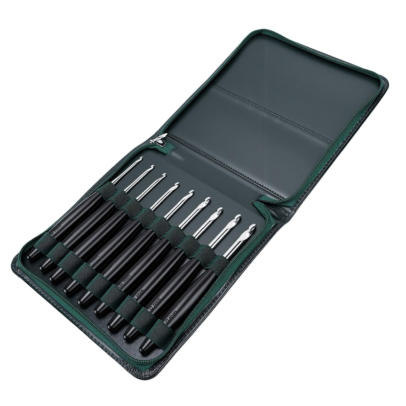 Eminchu 9 szt. Aluminiowe Szydełko Ergonomiczny Zestaw Narzędzi Dziewiarskich do Rękodzieła z Przędzy Idealny do Użytku Domowego 3,5 Mm-8,0 Mm