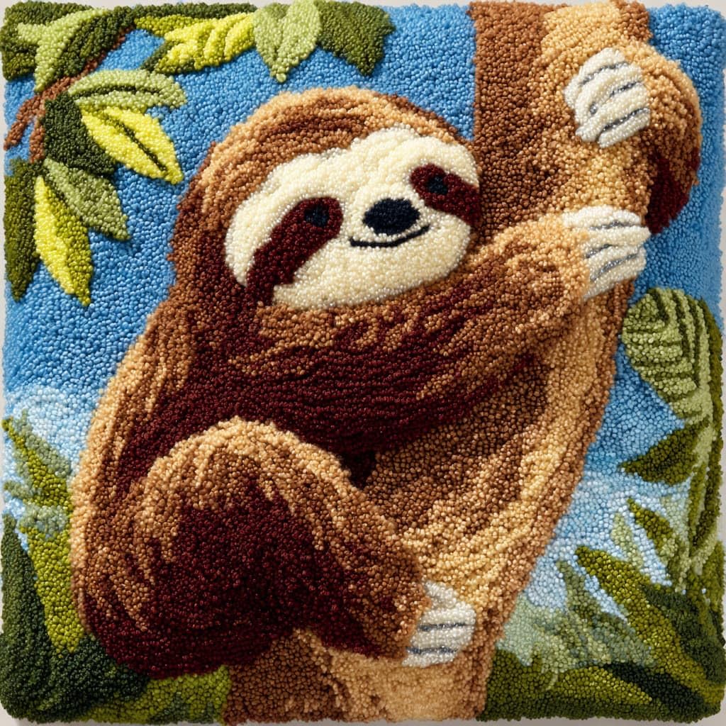Henypt DIY Latch Hook Pillow Kits, Sloth