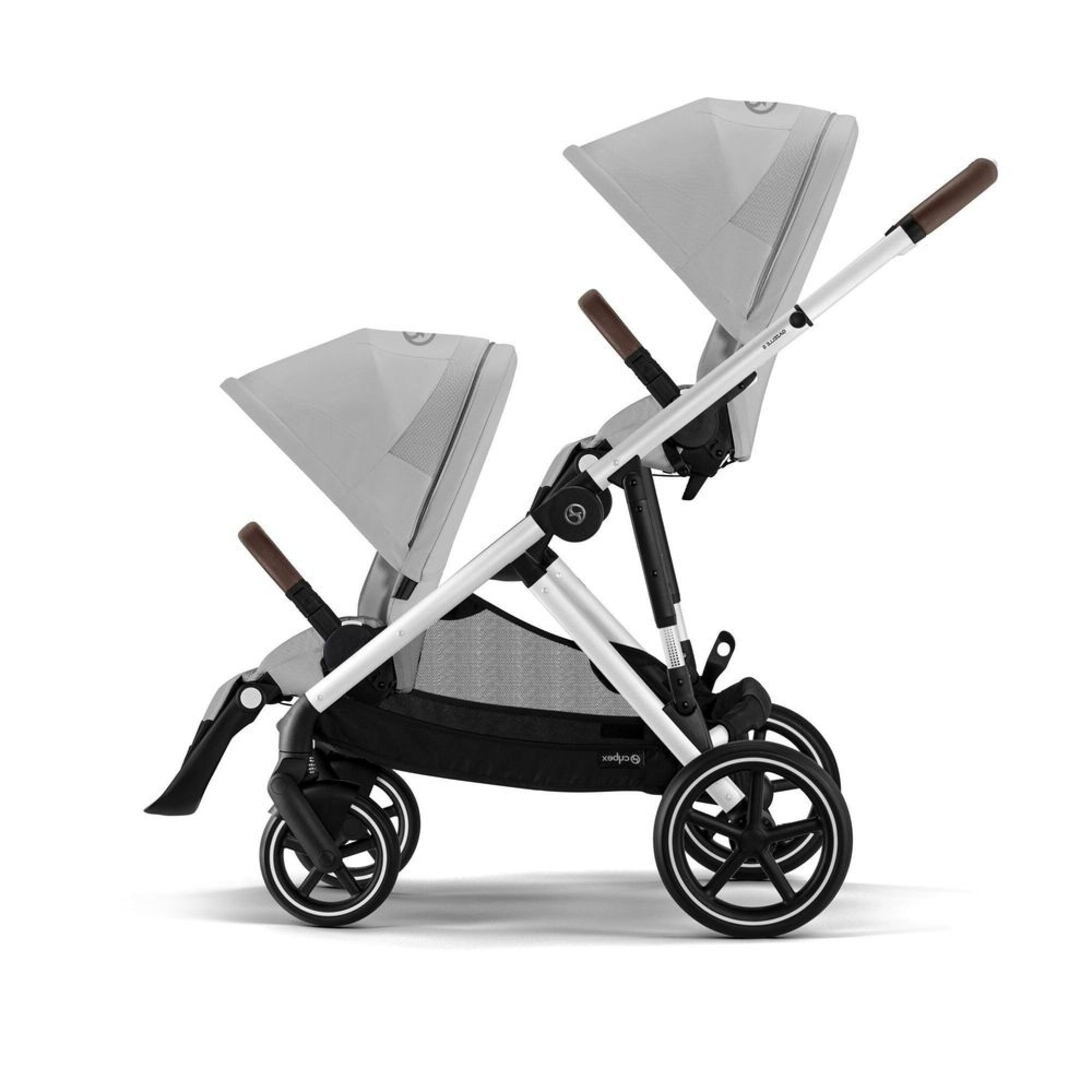 Poussette Double Gazelle S Unité de Siège Lava Grey Châssis Silver