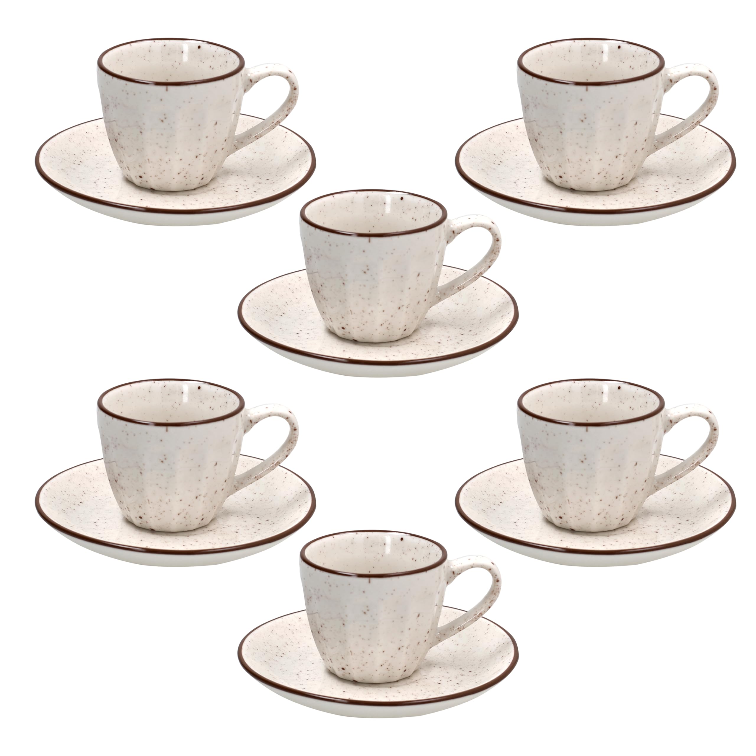 Tognana, Pack of 6 Coffee Cups with 70 Cc Plate, New Bone China, Beige