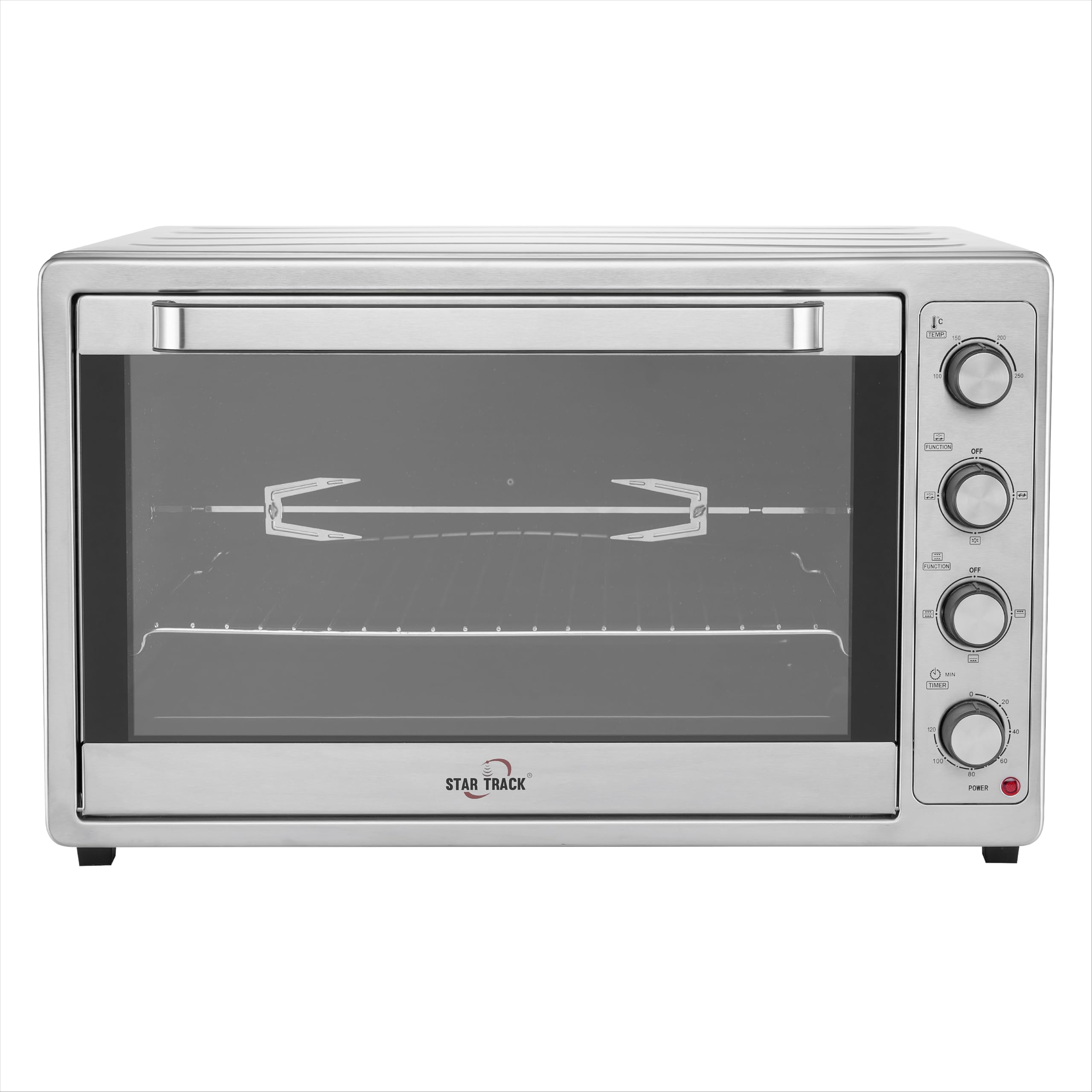 100L Electric Oven, Ceramic cavity, Self-Clean, Rotisserie & Convection | 2200W | 120-Min Timer | 8 Heating Elements | Perfect for Baking, Grilling & Roasting | ST-100SSW-E02200