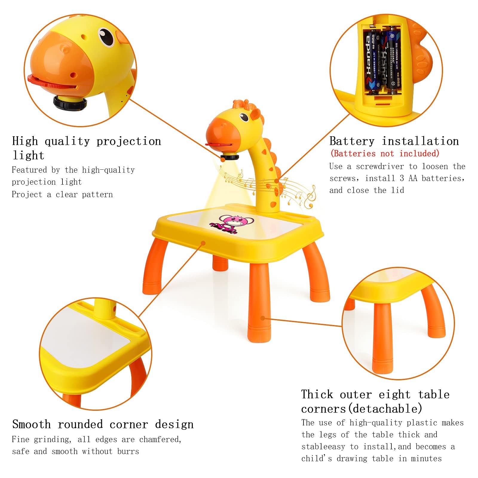 Proiettore tracciato e disegnato Toy, tavolo da disegno per bambini, Trace and Draw Projector Toy Kids Drawing Projector Table con Smart Projector e Light Music