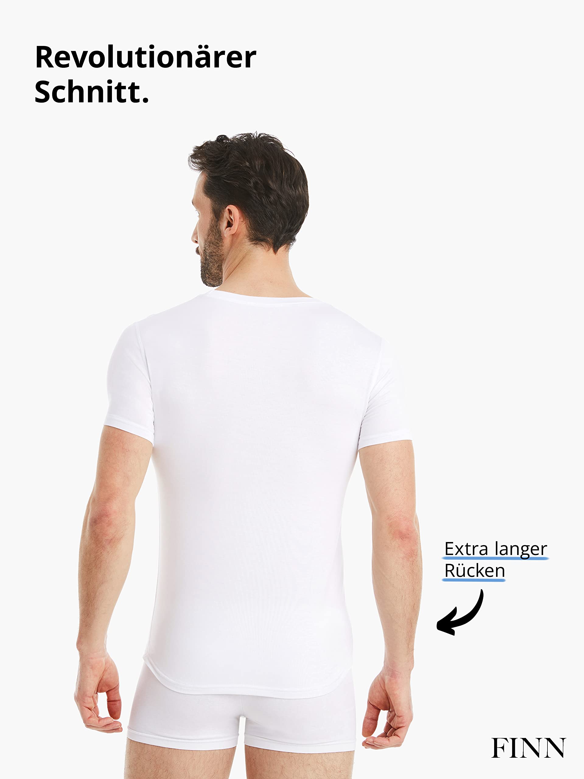 FINN Podkoszulek biznesowy męski z krótkim rękawem z okrągłym dekoltem - podkoszulek męski z oryginalnego materiału Lenzing® Modal - idealny t-shirt pod koszulę i garnitur