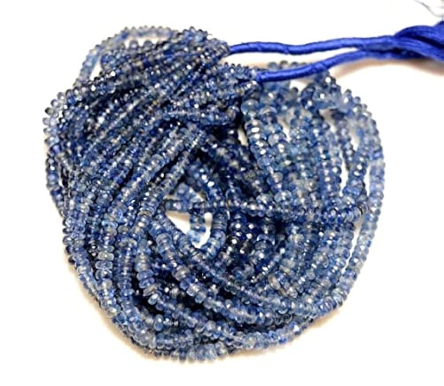 Kyanite Rondelles de 3mm à 7mm, fil de perles de cyanite bleues pour collier 16"