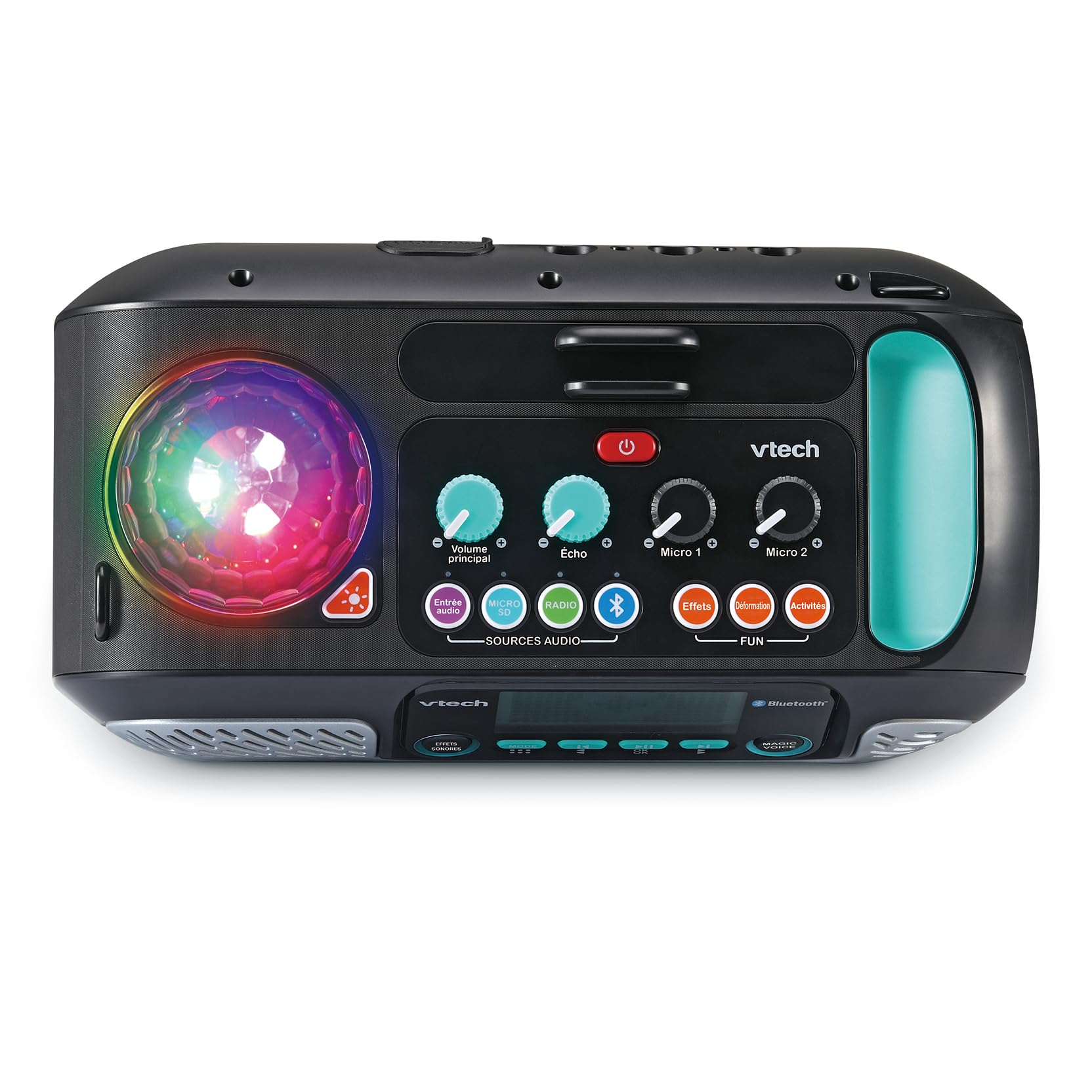 VTech - Super Sound Karaoke, Altavoz Karaoke portátil con micrófono, Bola de Discoteca iluminada giratoria, Bluetooth, Entrada Auriculares, Regalo niños +14 años, Contenido en Español