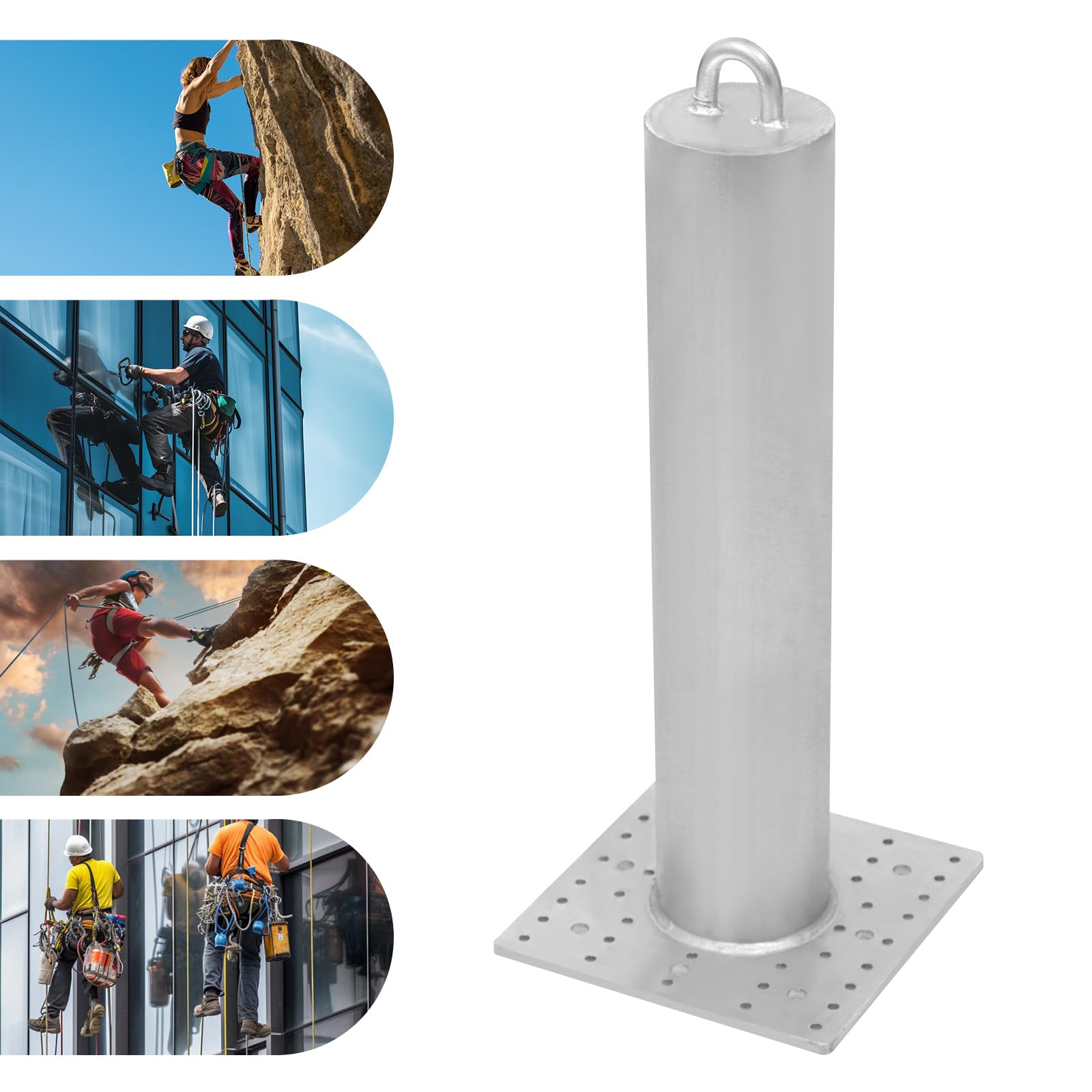Cáncer de techo, comercial para protección contra caídas, 2268 kg de carga de rotura, punto de tope, galvanizado en caliente, gancho de seguridad para madera, hormigón y metal, anclaje de seguridad de