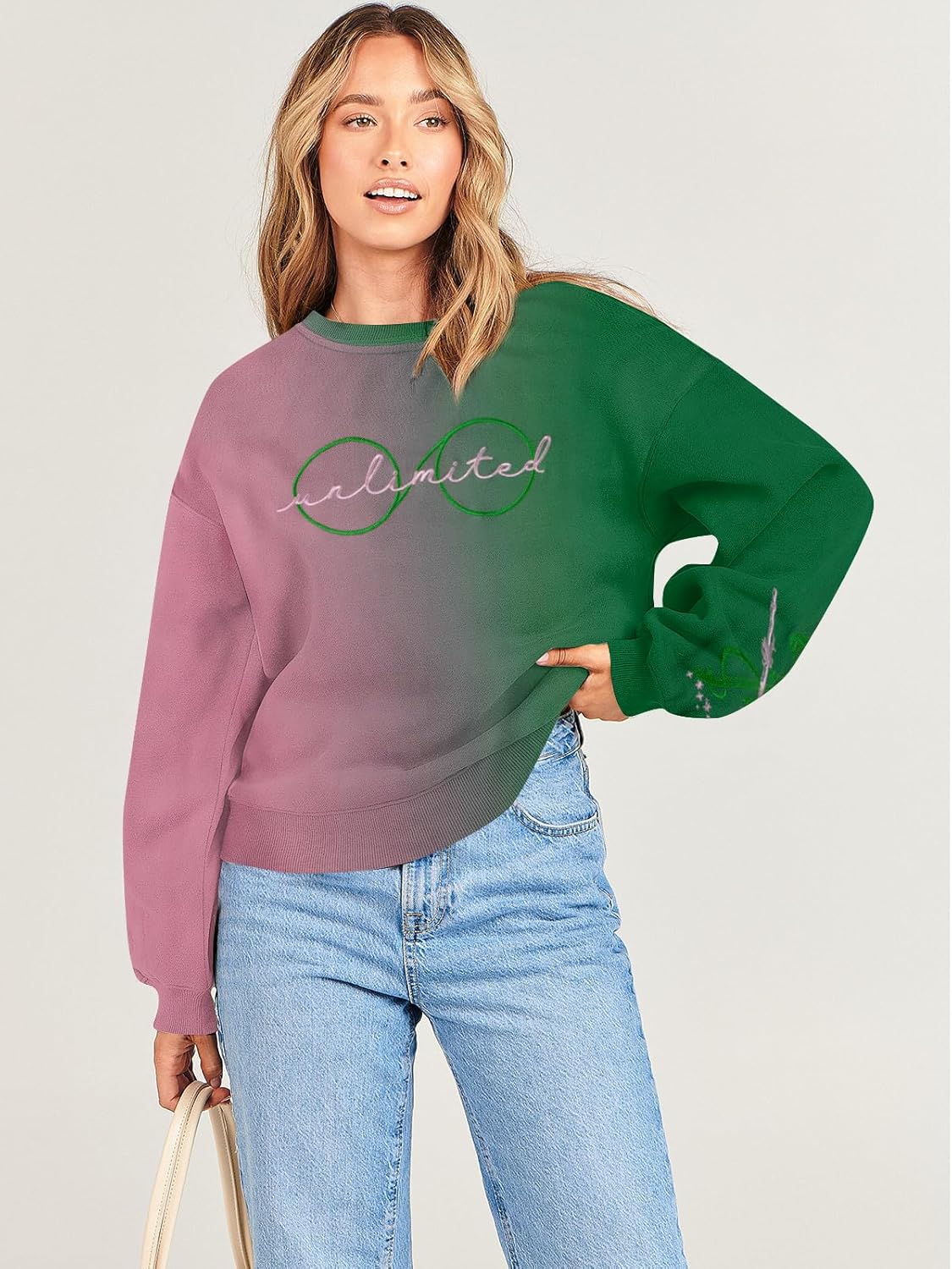 Pink Goes Good With Green Embroidery Sweatshirts Woman Musical Movie Shirts Casual Long Sleeve Pullover Tops - Image 6