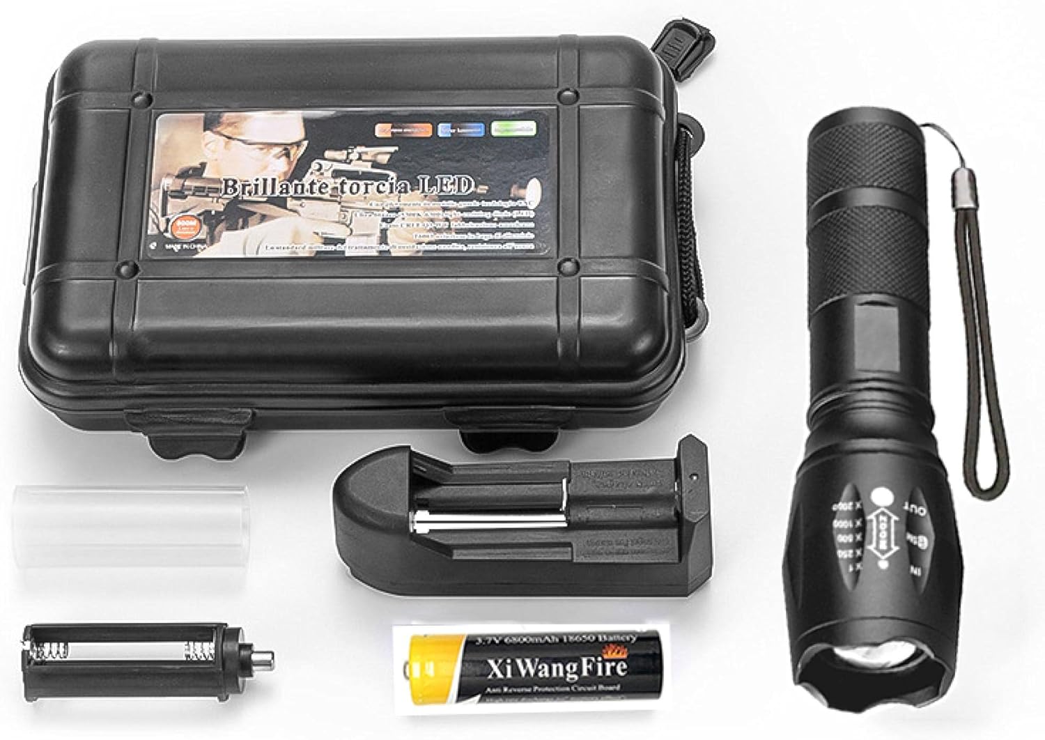 便携式强大的LED灯XML-T6手电筒Linterna手电筒使用18650充电电池户外露营战术手电筒 IPacking