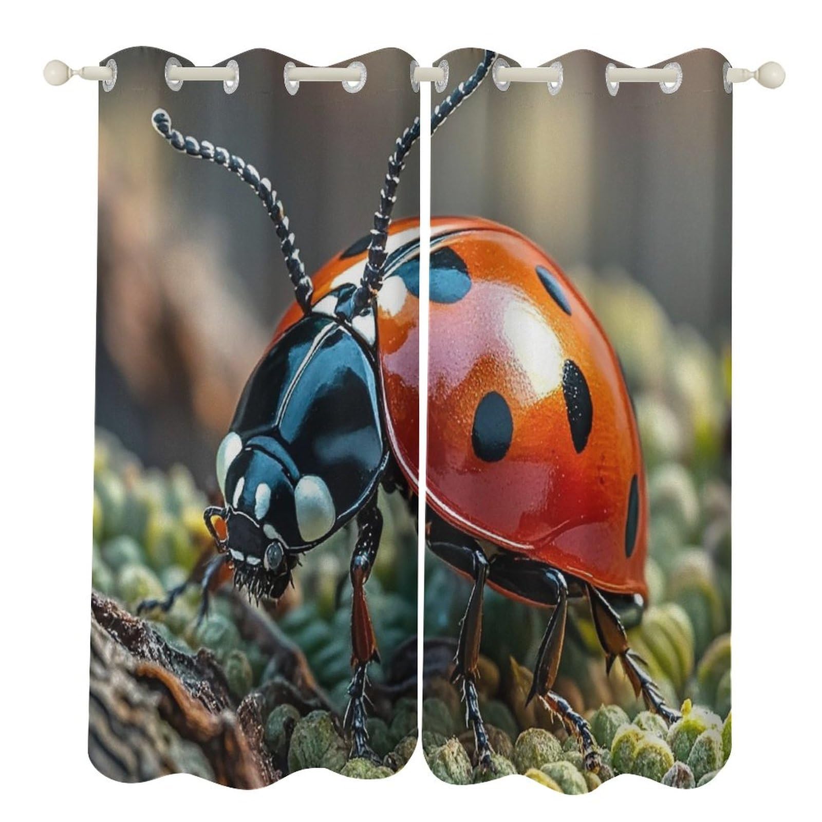 Rideaux occultants coccinelle rouge 132x213 cm isolants pour le salon