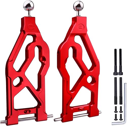 Miniatura 2 de GoHobby Brazos de suspensión inferiores delanteros de aluminio para ARRMA Kraton 8S BLX 15 Escala RC Truck (1 par), reemplaza ARA330589 (rojo)