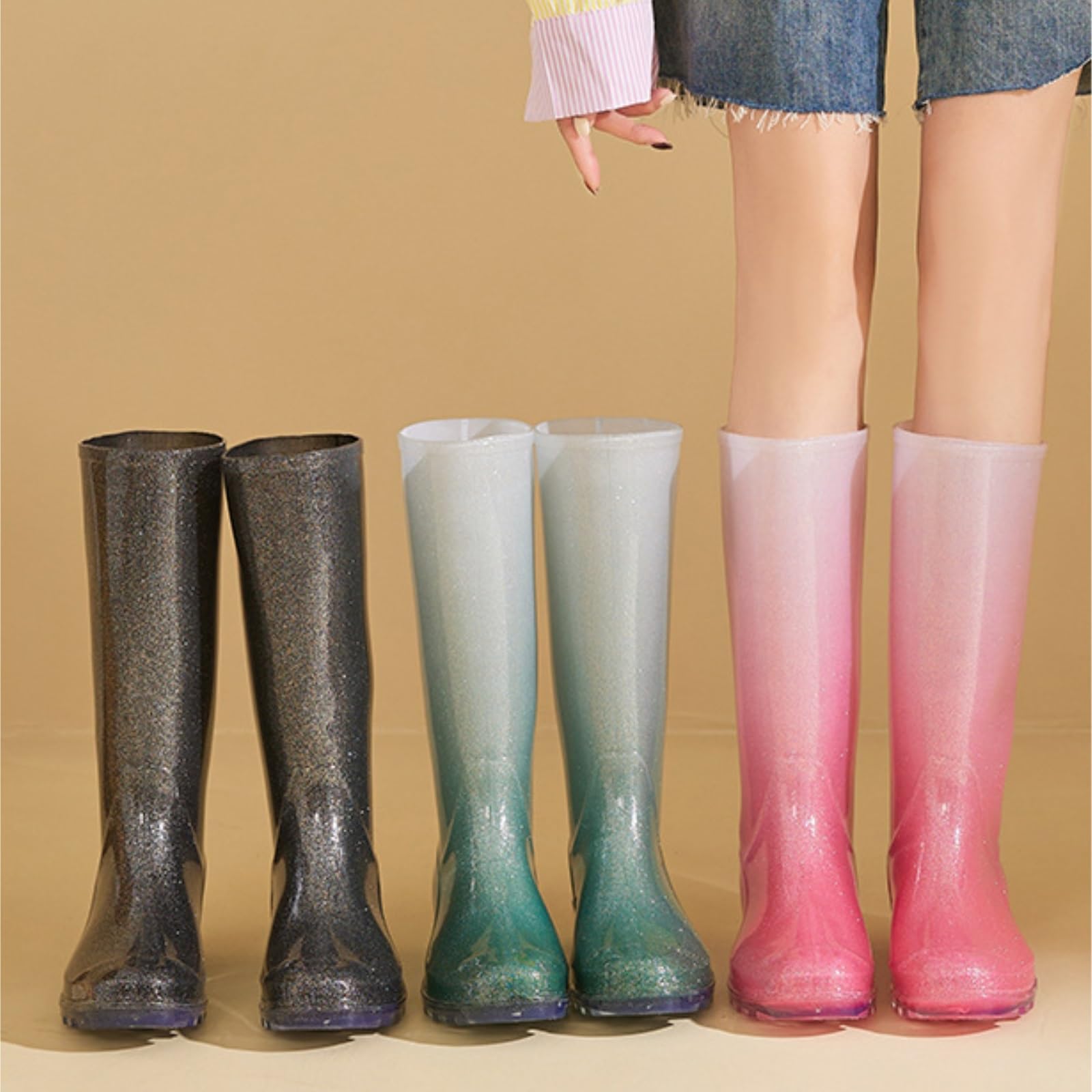 Botas Lluvia Agua Botas De Lluvia Alto Gradiente For Mujer, Zapatos Goma Antideslizantes, Agua For Cocina De Mujer(Grün,36)
